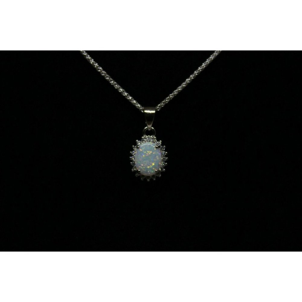 Silver Pendant w/ Lab Opal